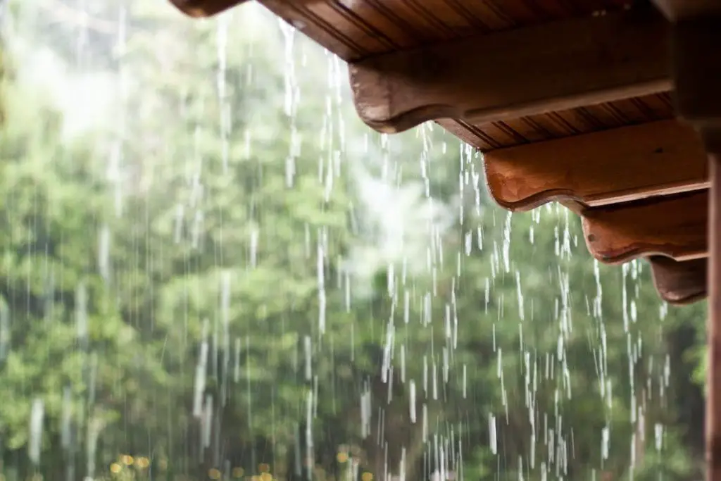 Rain coming off the roof